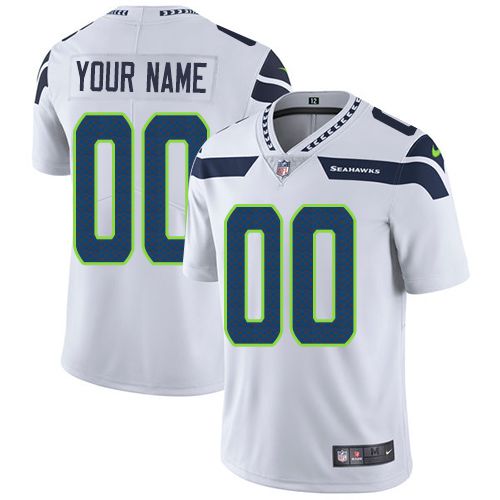Nike Seattle Sehawks White Men Customized Vapor Untouchable Player Limited Jersey->customized nfl jersey->Custom Jersey